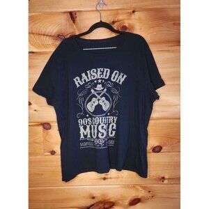 Womens Mens 3X Raised on 90's Country Music Black Long T-Shirt Short Sleeve